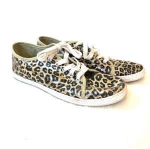 LOLA Sparkly Leopard Print Casual Sneakers Shoes size 7